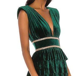Bronx and Banco Velvet Flared Gown - Emerald